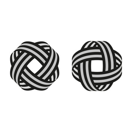 Striped ribbon circle in 3d style. Graphic element. Technology round. Vector illustration.のイラスト素材