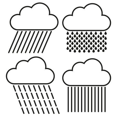 Collection with clouds rain icons. Cloud collection. Graphic element. Vector illustration.のイラスト素材