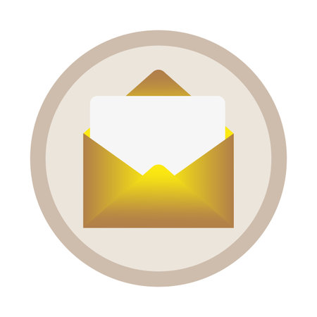 golden envelope letter. Gold yellow metallic letter. Vector illustration.のイラスト素材