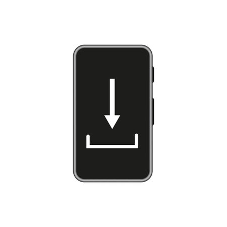 File download phone icon. Internet application. Communication concept. Digital technology. Vector illustration.のイラスト素材
