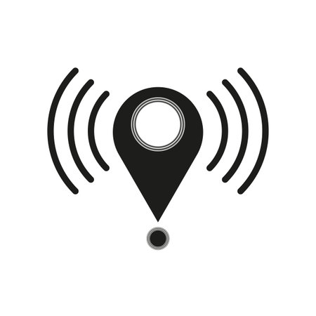 Icon with pin wi-fi icon. Internet network concept. Internet communication. Mark location. Vector illustration.のイラスト素材