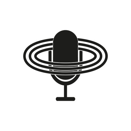 Trendy button with microphone icon. Design element, clipart. Vector illustration.のイラスト素材