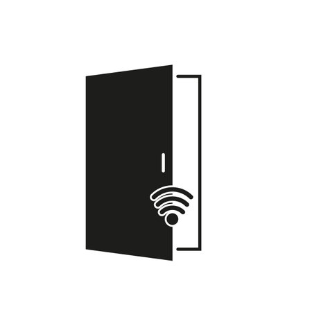 Wireless door outline icon vector automatic opening door modern entrance. For your web site design, logo, app, UI. Vector illustration.のイラスト素材