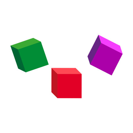 colored cubes. Design element, clipart. Color concept. Vector illustration.のイラスト素材