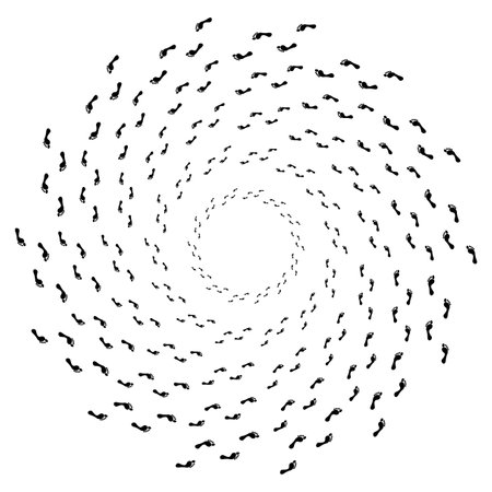 Human footprints spiral circle. Vector illustration.のイラスト素材