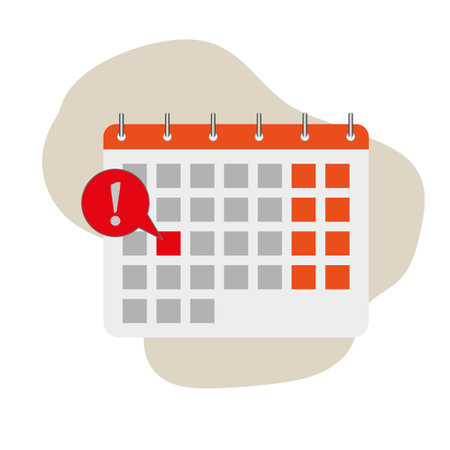 Calendar exclamation mark. Business concept. Finance management. Vector illustration.のイラスト素材