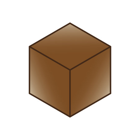 Simple Brown Cube Box Icon in 3D Style Perspective View. Vector illustration.のイラスト素材