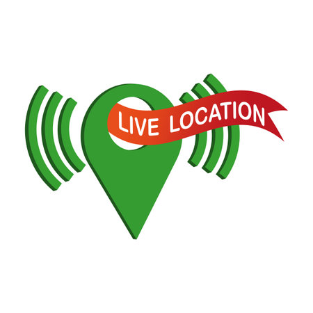 green Pin location. Live location. Pin location. Tracking position. Vector illustration.のイラスト素材