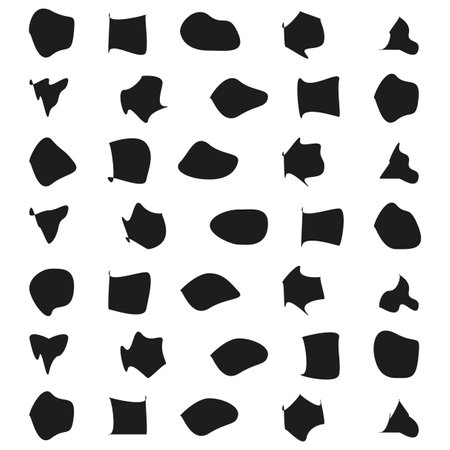 Random blotch, inkblot. Organic blob, blot. Speck shape.Splat, fleck graphic. Drop of liquid, fluid. Vector illustration.のイラスト素材