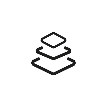 3 layer icon, stack level, height floor thin line web symbol. Vector illustration. stock image.のイラスト素材