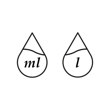 liter icon, drop liquid, fluid volume l and ml, capacity water. Vector illustration. stock image.のイラスト素材
