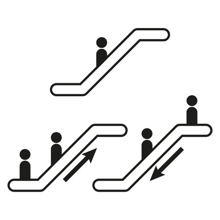 Escalator icon set. Vector illustration. Stock picture.のイラスト素材