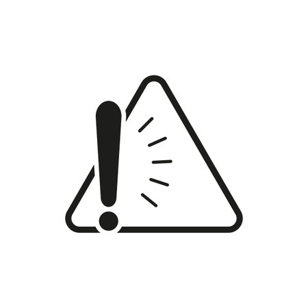 alert risk icon, triangle with exclamation, important information. Vector illustration. stock image.のイラスト素材