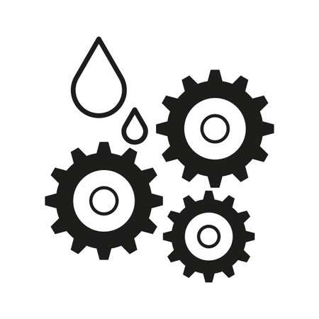 Lubricant oil drop and gear icon. Vector illustration. stock image.のイラスト素材