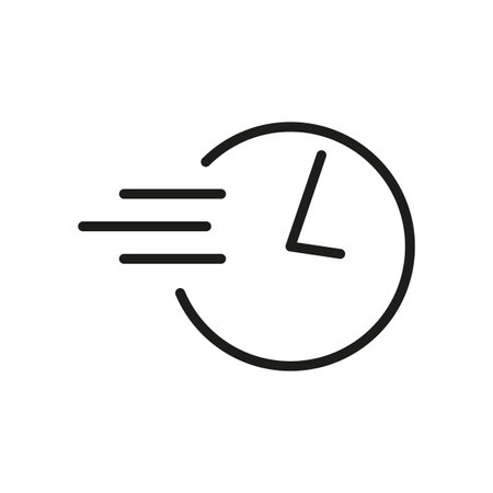 Time icon. Clock is a symbol of delivery, speed, service. Vector illustration. stock image.のイラスト素材