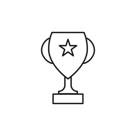 Trophy icon. Cup logo for the winner. Vector illustration. stock image.のイラスト素材