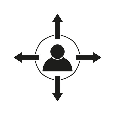 man best decision icon. making right choice. person in confuse. business direction crossroad. Vector illustration. stock image.のイラスト素材