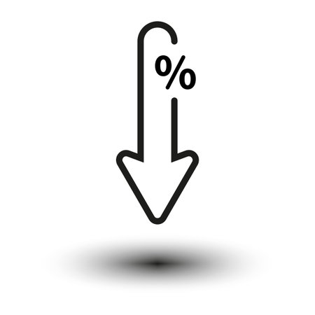 Percent down arrow line icon. Vector illustration. EPS 10.のイラスト素材