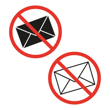 No mail icon. No mailing. Spam ban. Vector illustration. stock image.のイラスト素材