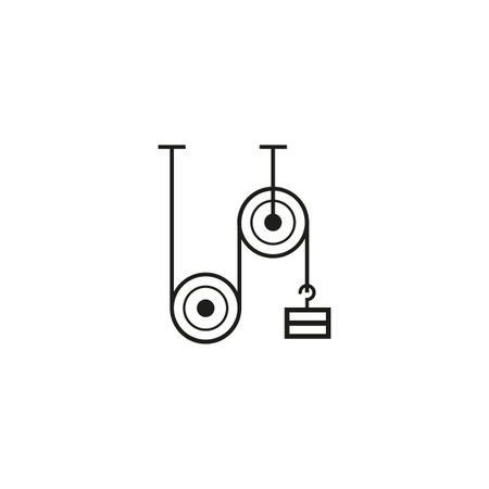 Rope And Pulley System icon. Pulley Weight Icon. Vector illustration. stock image.のイラスト素材
