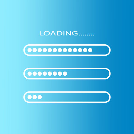 Loading icon. Loading bar on a blue background. Different loading bars. Vector illustration. EPS 10.のイラスト素材