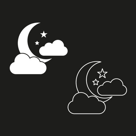 Moon star. Moon and stars on a black background. Vector illustration. EPS 10.のイラスト素材