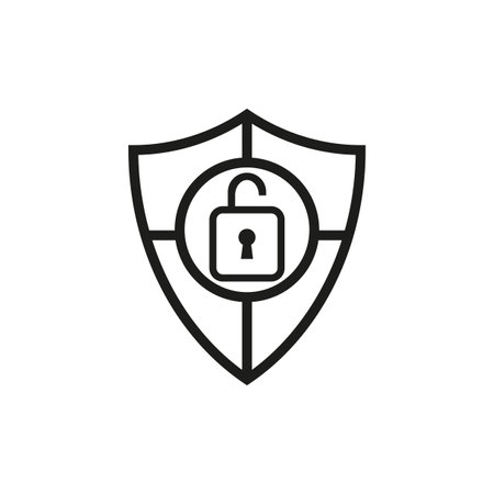 Security with long shadow. Shield with a lock. Vector illustration. EPS 10.のイラスト素材