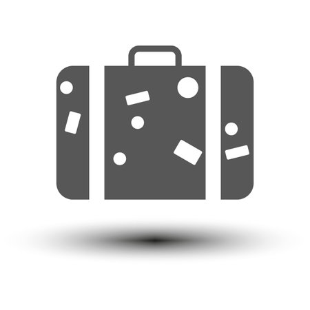 Baggage icon. Suitcase with stickers icon. Vector illustration. Eps 10.のイラスト素材