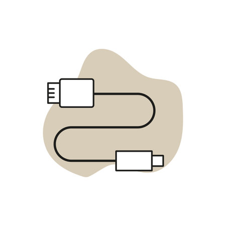 Usb cable ot connect. Technology devices. Connector, typ c cable icon. Hdmi cable icon. Vector illustration. Eps 10.のイラスト素材