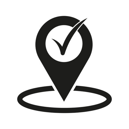 Location and OK icon. A good place symbol. Vector illustration. Eps 10.のイラスト素材