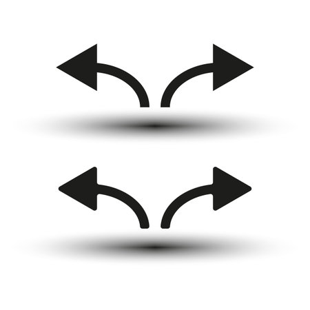 Arrows in different directions icons set. Smooth arrows in different directions. Vector illustration. Eps 10.のイラスト素材