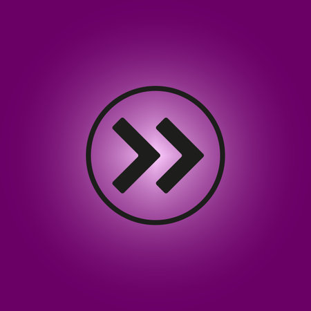 Fast forward double right arrows icon. Two arrows on a purple background. Vector illustration. Eps 10.のイラスト素材