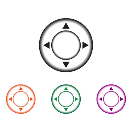 Multicolored joysticks icons. Game console elements. Vector illustration. Eps 10.のイラスト素材