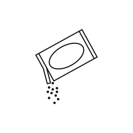 Open paper sachet icon. Packet soluble powder. Soluble medication. Vector illustration. Eps 10.のイラスト素材