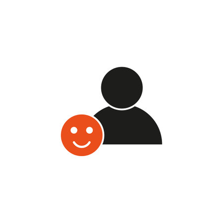 User profile with happy face icon. Feedback symbol. Smile rating icon. Vector illustration. Eps 10.のイラスト素材