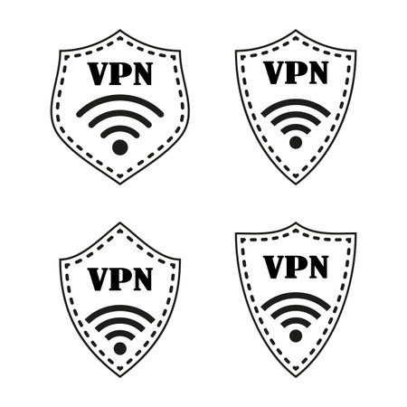 VPN shilde icon set. Internet security VPN concept icon. Virtual Private Network icon. Vector illustration. Eps 10.のイラスト素材
