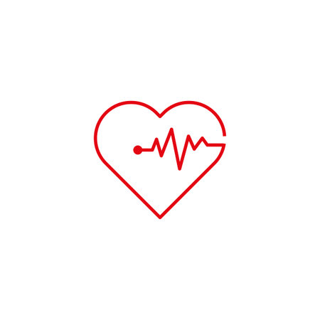 Red heart with beat line. Medical symbol of life. Vector illustration. Eps 10.のイラスト素材