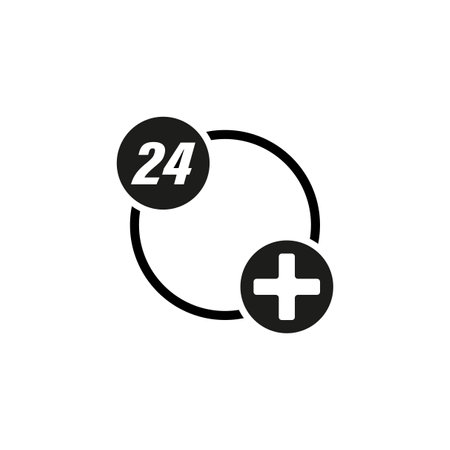 24 hours medical service icon. Hospital icon. Vector illustration. EPS 10.のイラスト素材