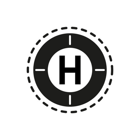 Helipad Icon. Area platform. Helicopter landing pad. H letter. Vector illustration. EPS 10.のイラスト素材