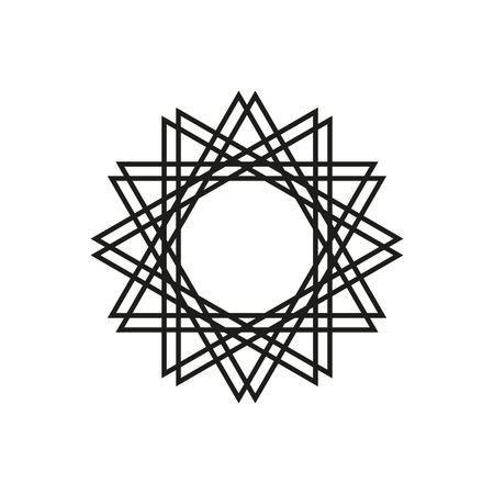 Black white radial abstract shape. Circular, radial abstract geometric motif. Vector illustration. EPS 10.のイラスト素材