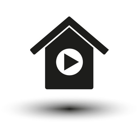 Sign video hosting with house symbol. Vector illustration. EPS 10.のイラスト素材