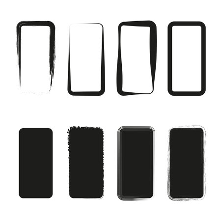 Grunge style set of square and rectangle shapes. Vector illustration. EPS 10.のイラスト素材