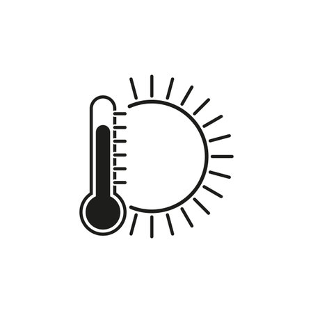Good weather symbol. Sun and thermometer icon. Vector illustration. EPS 10.のイラスト素材