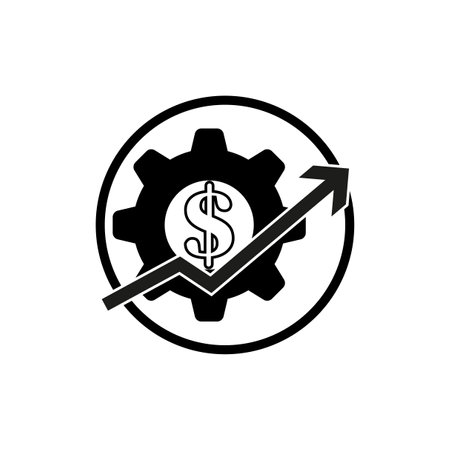 Costs optimization and production efficiency icon. Business efficiency and cost management symbol. Vector illustration. EPS 10.のイラスト素材