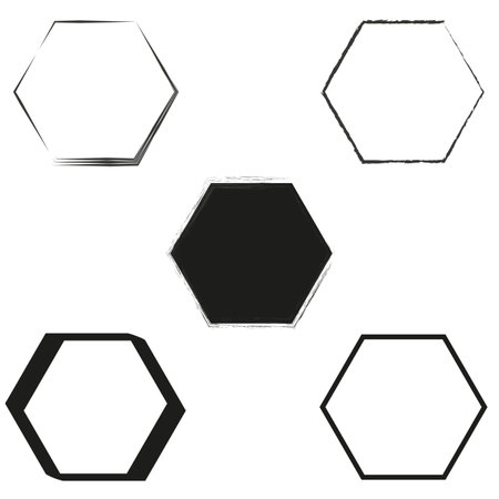 Collection of painted hexagon. Vector illustration. EPS 10.のイラスト素材