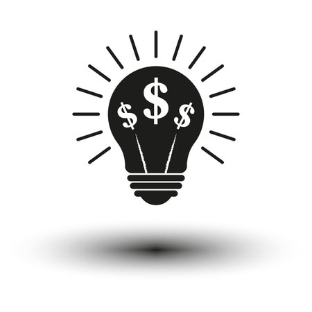 Money idea concept lightbulb. Innovation and finance symbol. Bright, creative design. Vector illustration. EPS 10.のイラスト素材