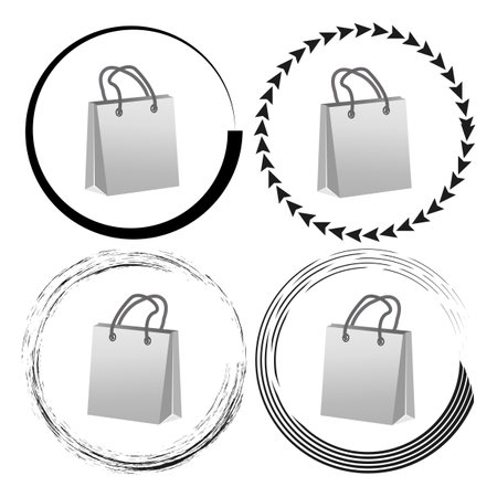 Shopping bag icons in frames. Retail and consumer symbol. Sale purchase sign. Vector illustration. EPS 10.のイラスト素材