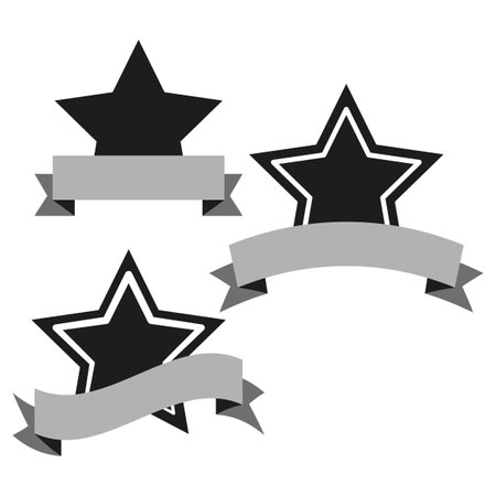 Star ribbon badge. Honor, award emblem. Simple, flat design. Vector illustration. EPS 10.のイラスト素材
