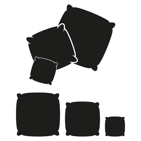 Cushion silhouettes for comfort. Varied sizes for home decor. Simple plush outline. Vector illustration. EPS 10.のイラスト素材