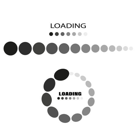Progress loading bar icons. Circular and linear styles. Vector illustration. EPS 10.のイラスト素材